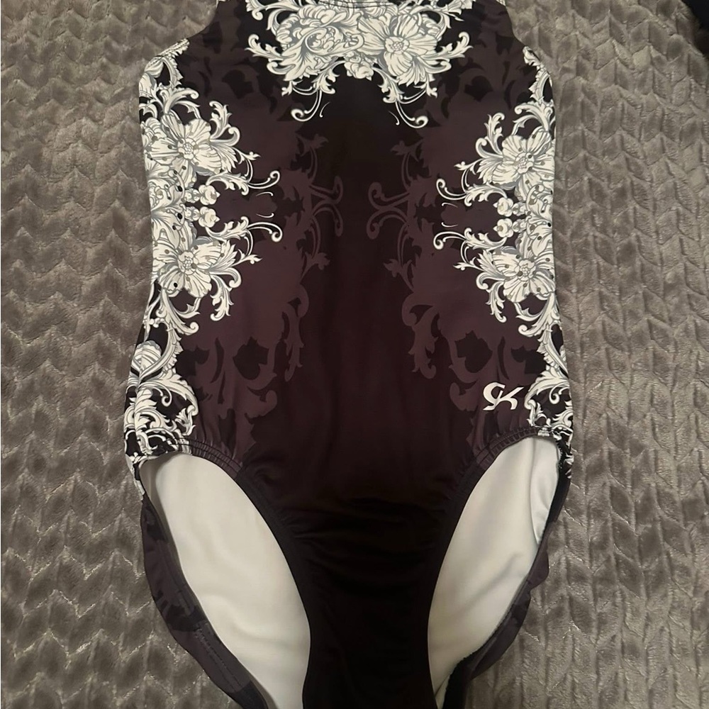 GK Black and White Floral Gymnastics Leo AS